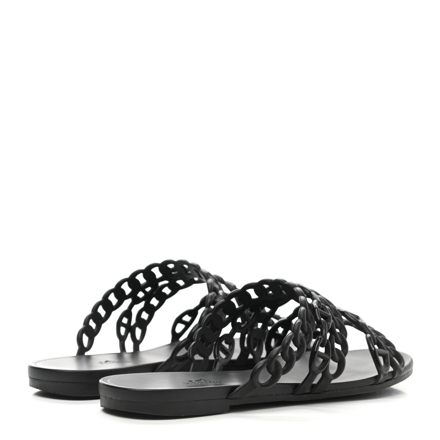 Hermes Rubber Chaine d'Ancre Nude Sandals 38 Black 4 of 8