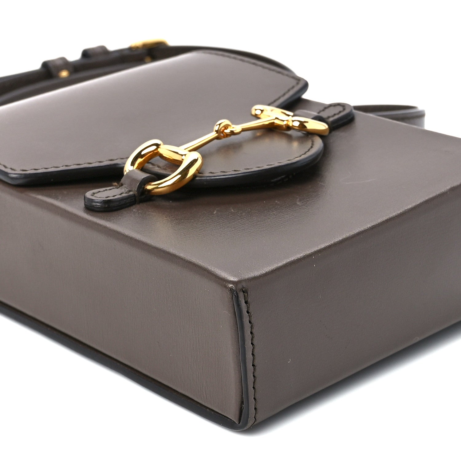 Gucci Boarded Plutone Calfskin Mini Horsebit 1955 Crossbody Bag New Acero 9 of 10