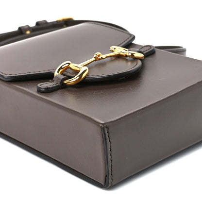 Gucci Boarded Plutone Calfskin Mini Horsebit 1955 Crossbody Bag New Acero 9 of 10