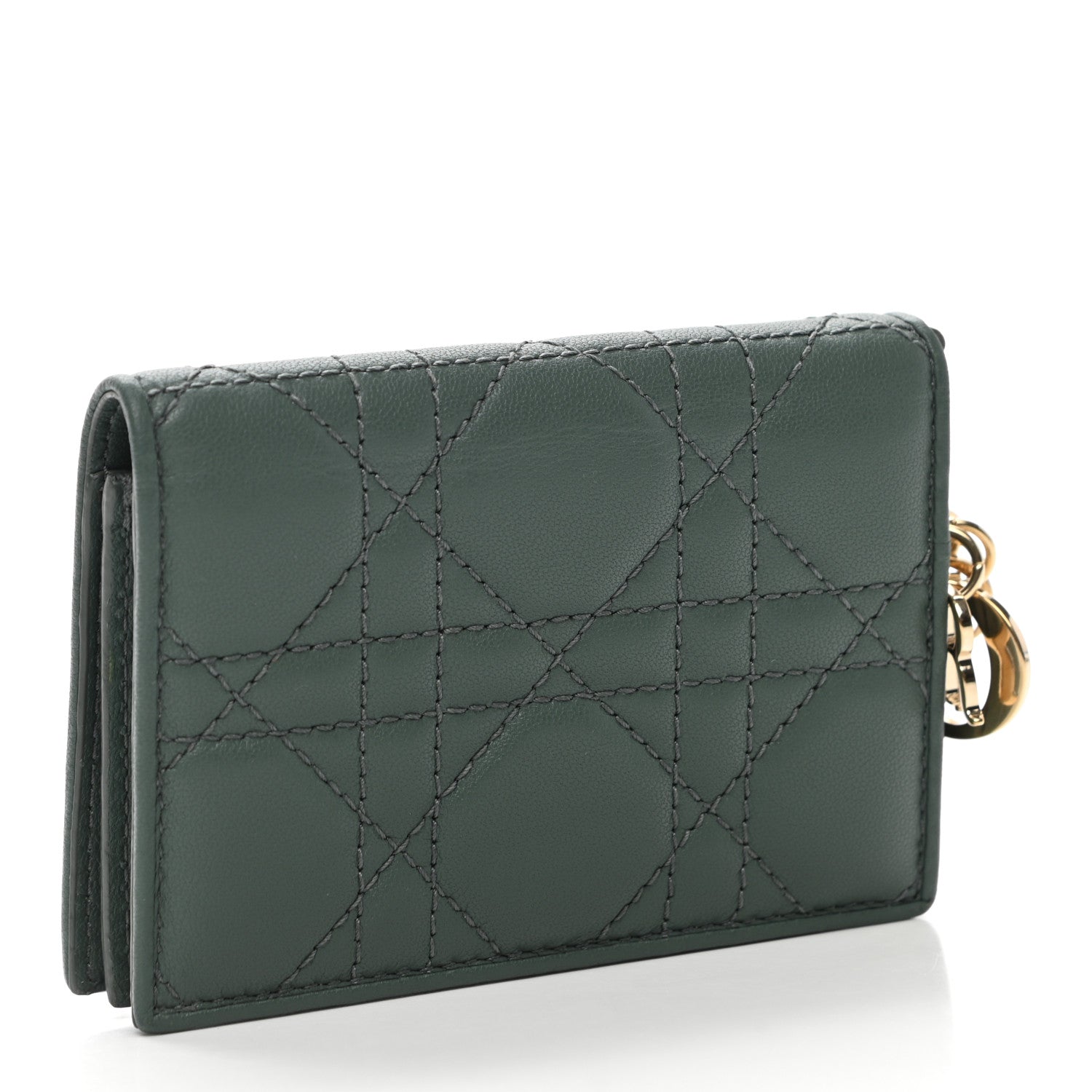 Christian Dior Lambskin Cannage Small Lady Dior Flap Card Holder Grey 3 of 7