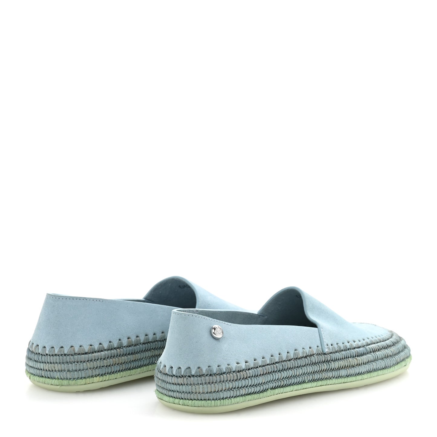 Suede Raffia Rio Slippers 37 Light Blue
