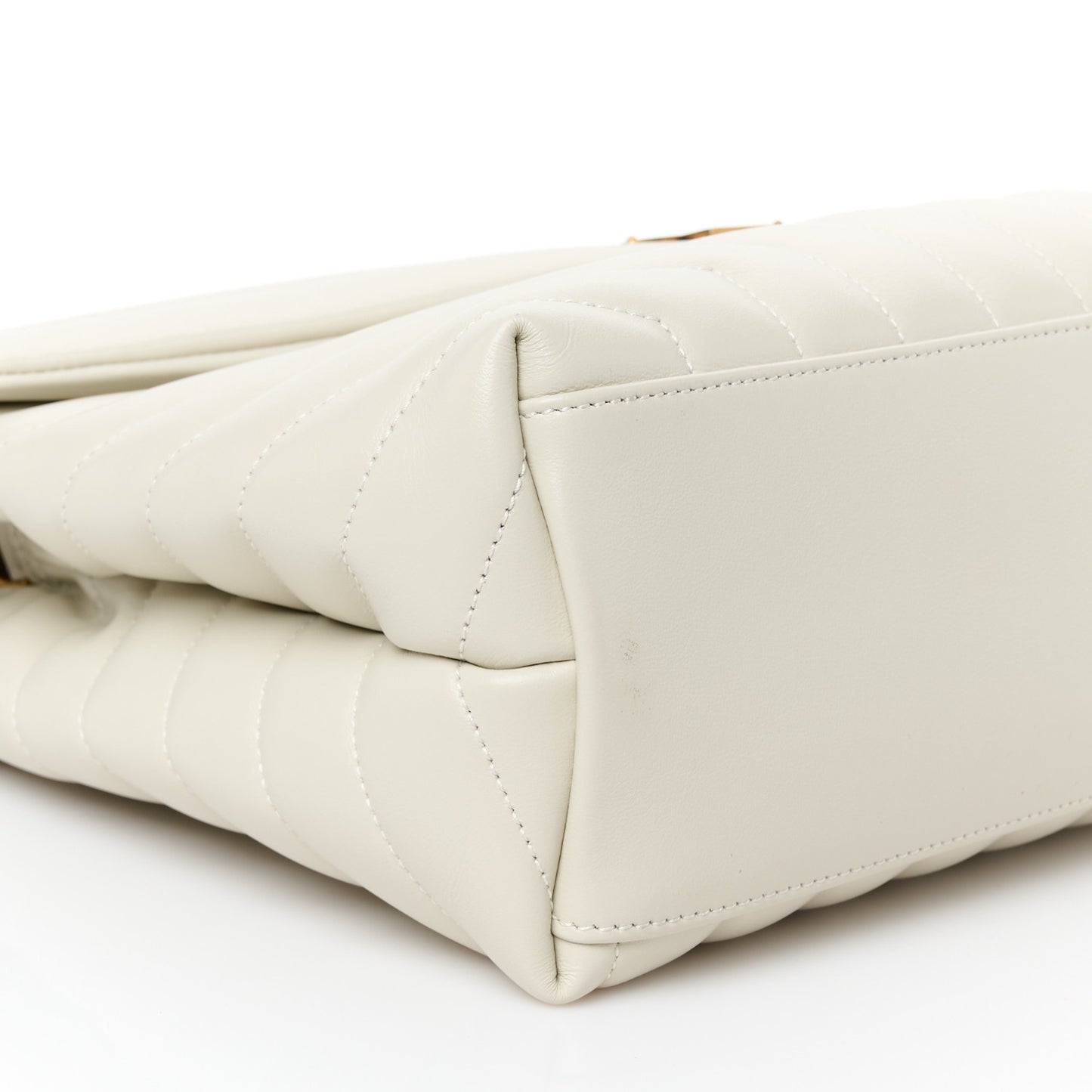 Calfskin Y Quilted Monogram Medium Loulou Chain Satchel Crema Soft