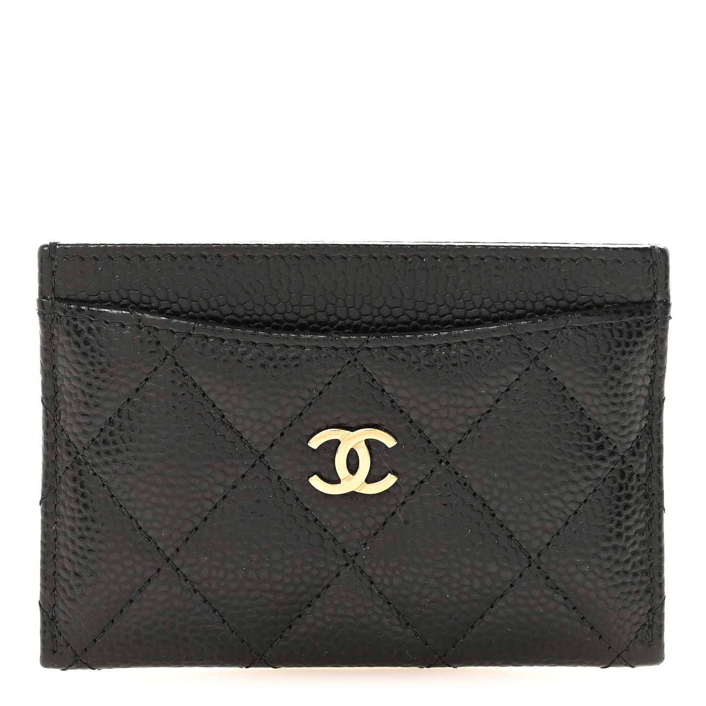 Caviar Quilted Card Holder Black