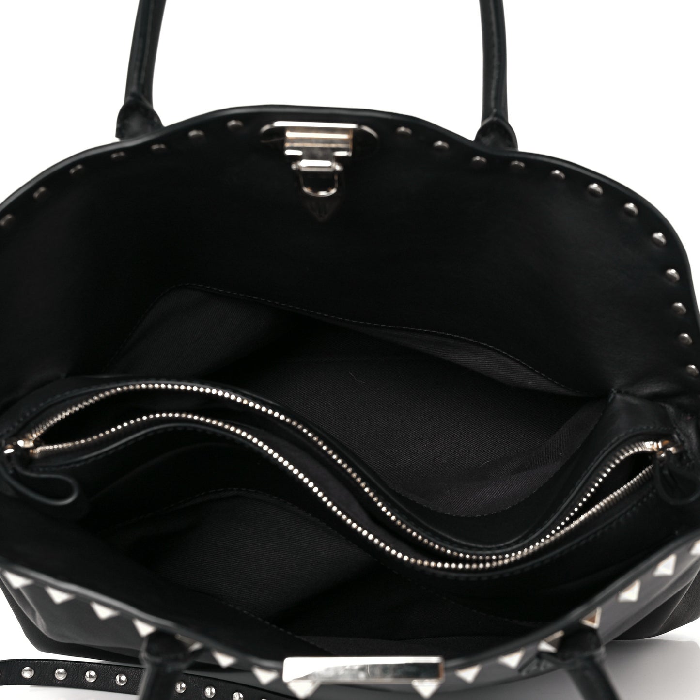 Vitello Rockstud Dome Satchel Black