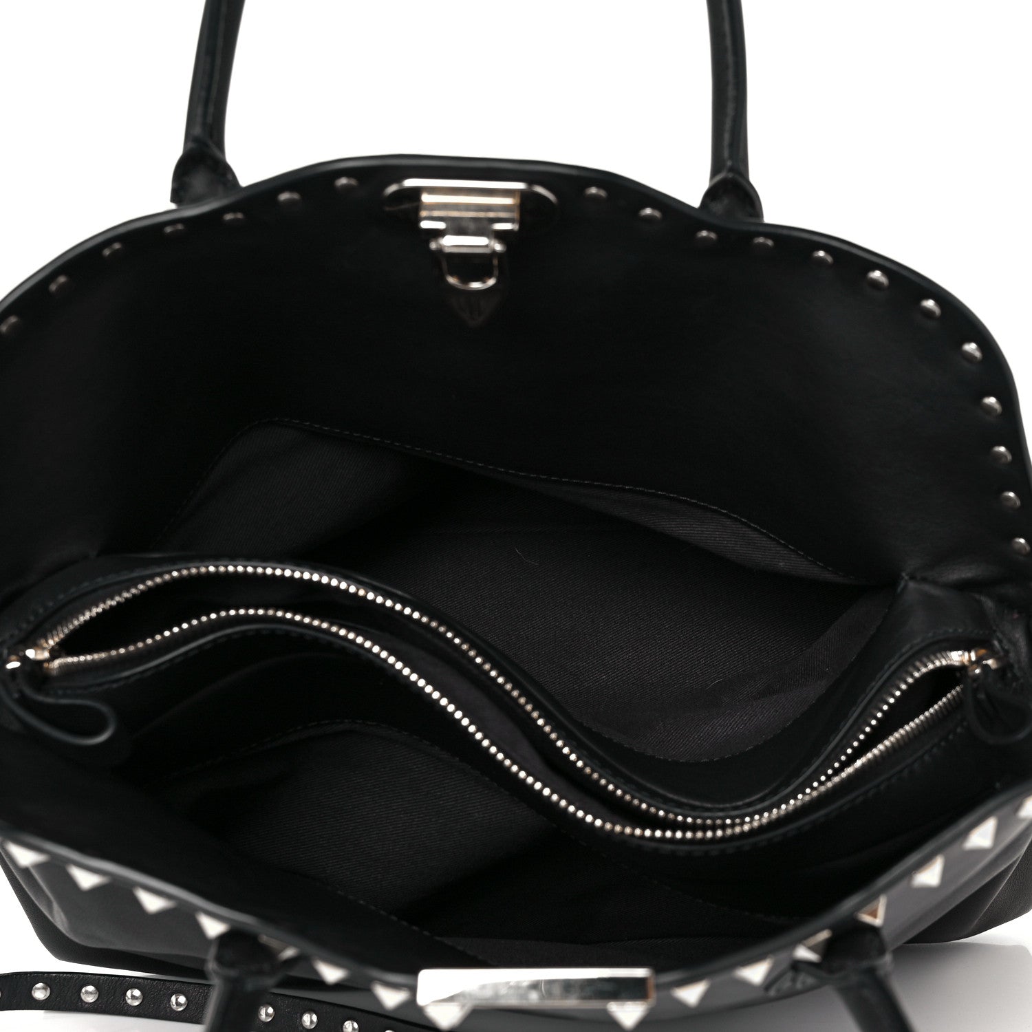 Valentino Garavani Vitello Rockstud Dome Satchel Black 9 of 23