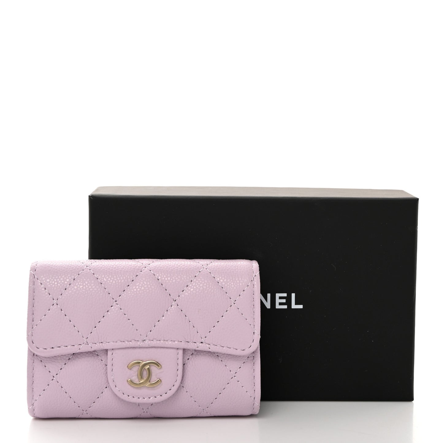Caviar Quilted Classic 4 Key Holder Wallet Light Purple