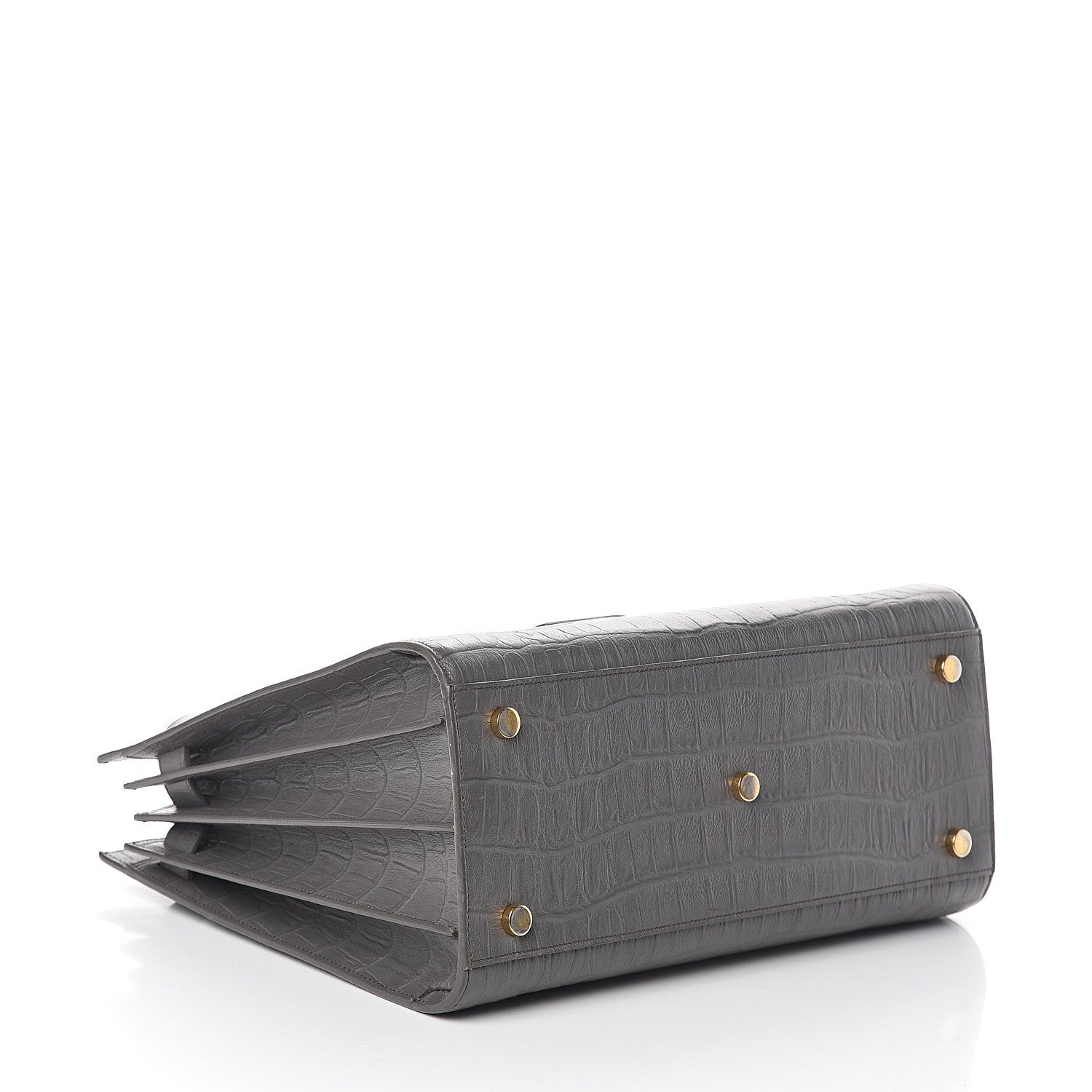 Saint Laurent Calfskin Crocodile Embossed Small Sac De Jour Fog 3 of 9