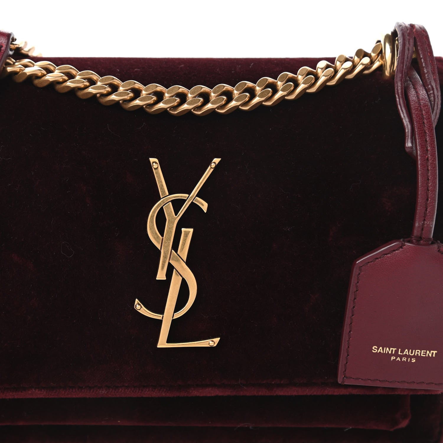Saint Laurent Velvet Small Monogram Sunset Burgundy 10 of 11