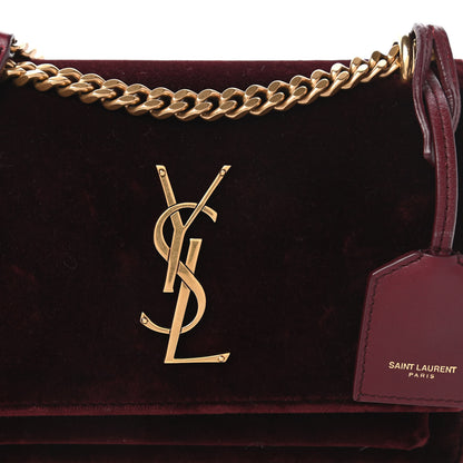 Saint Laurent Velvet Small Monogram Sunset Burgundy 10 of 11