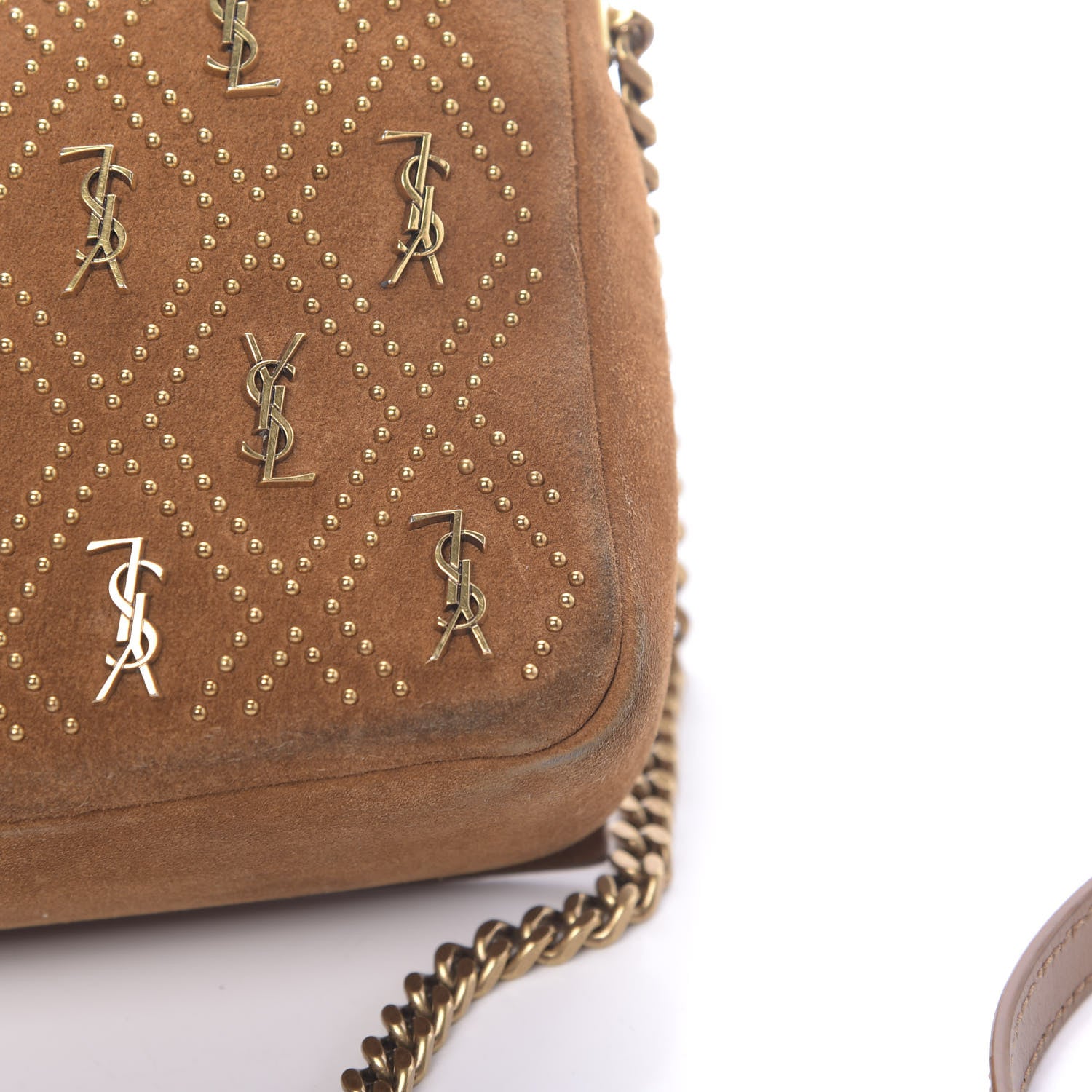 Saint Laurent Suede Studded Monogram Kate 99 Cinnamon 10 of 13