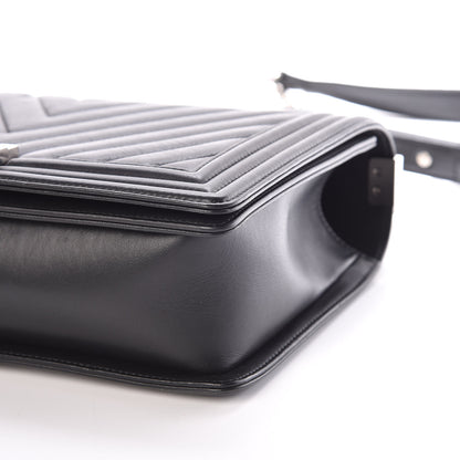 Chanel Calfskin Chevron Quilted New Medium Boy Flap Black 9 of 9