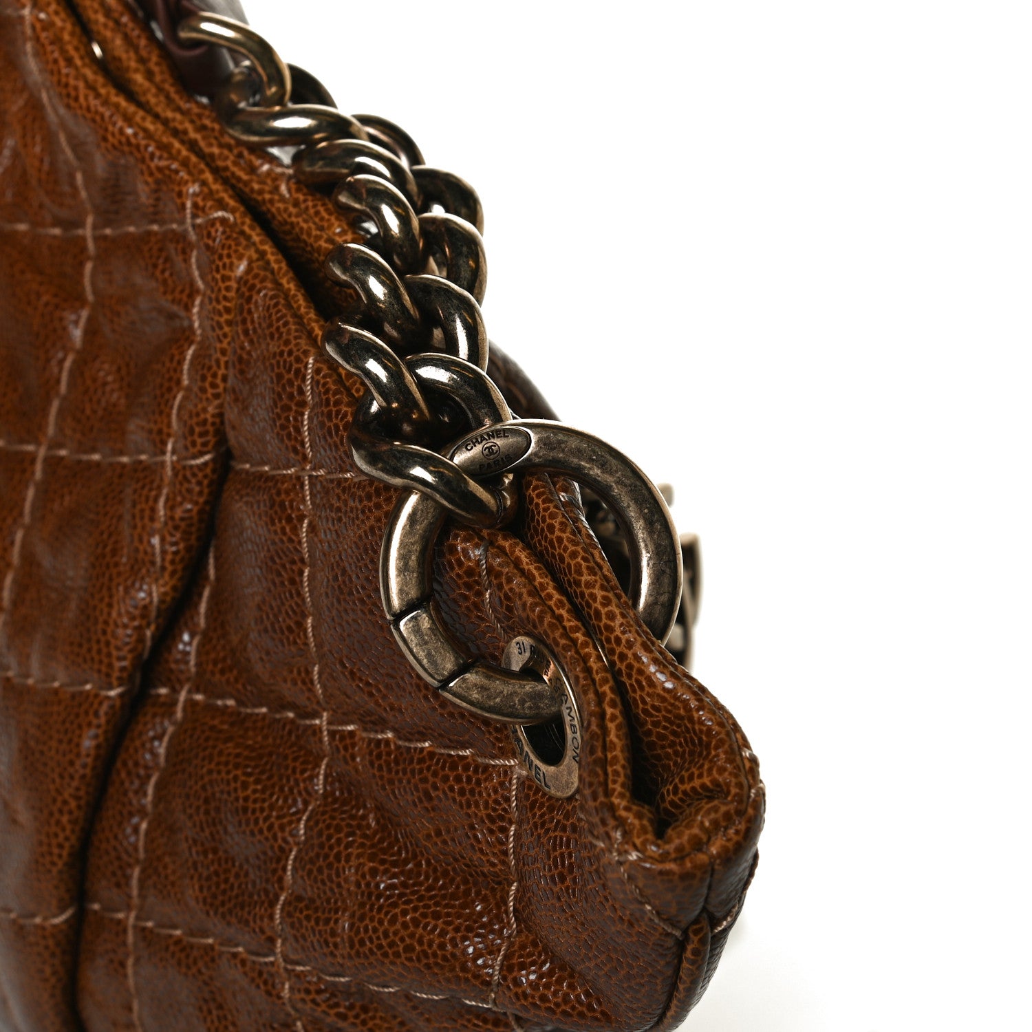 Chanel Crumpled Grained Calfskin Coco Pleats Hobo Brown 16 of 17