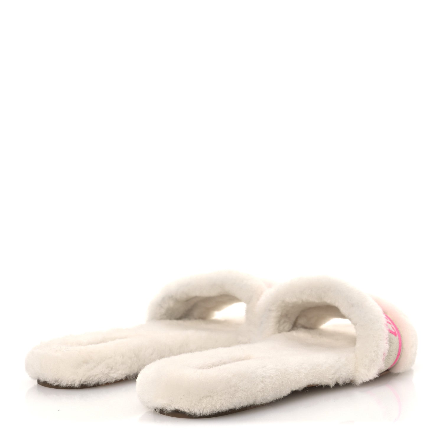 Christian Dior Shearling Canvas Embroidered Chez Moi Slide Sandal 40 White Pink 5 of 11