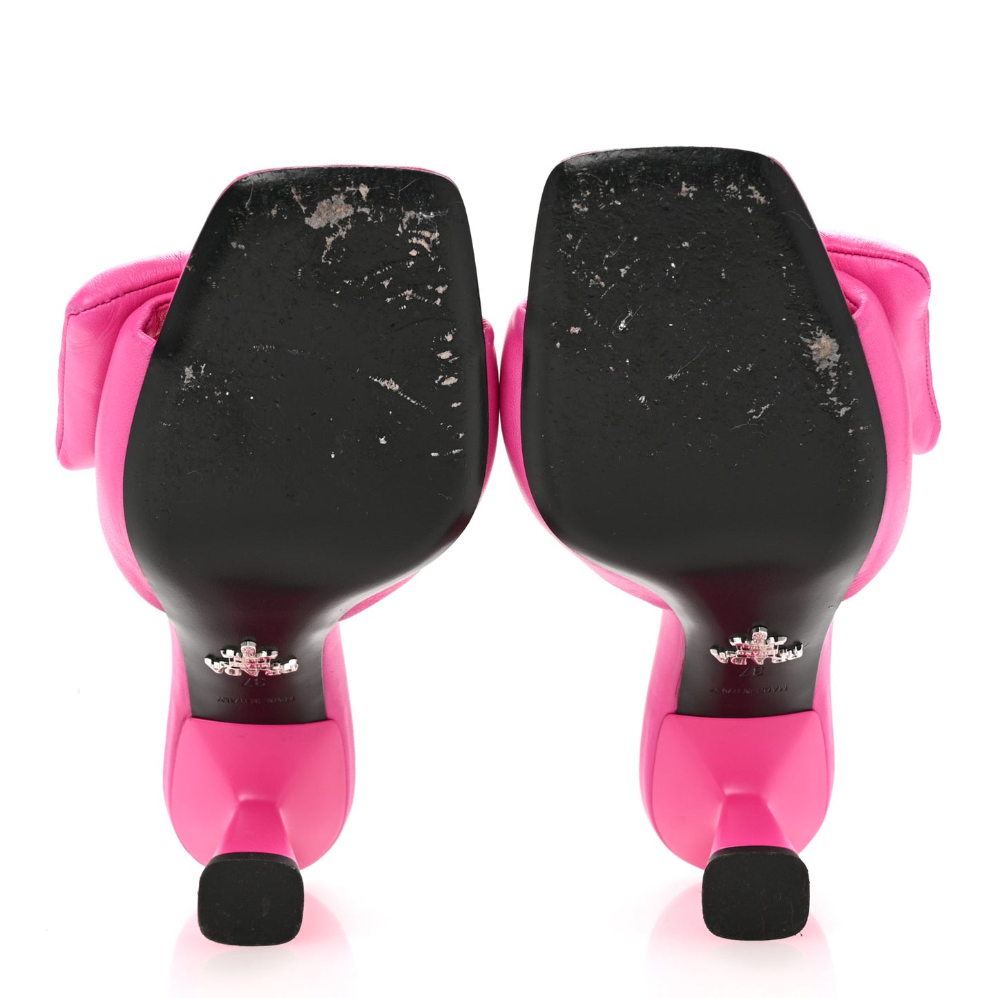 Nappa Soft Padded Metal Triangle Logo 65mm Slide Sandals 37 Begonia Fluo