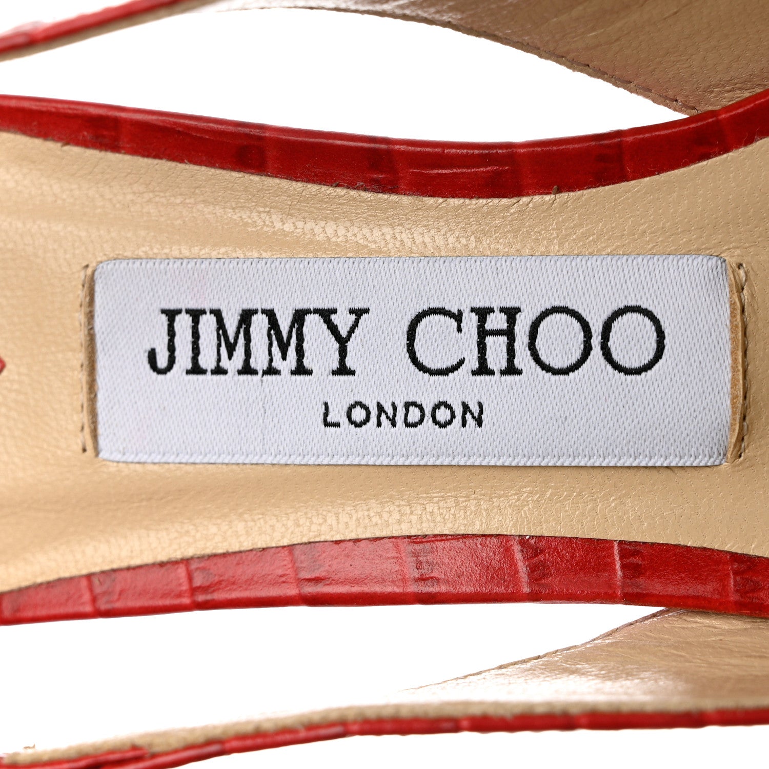 Jimmy Choo Calfskin Crocodile Embossed Slingback Gemma Pumps 35.5 Red 6 of 9