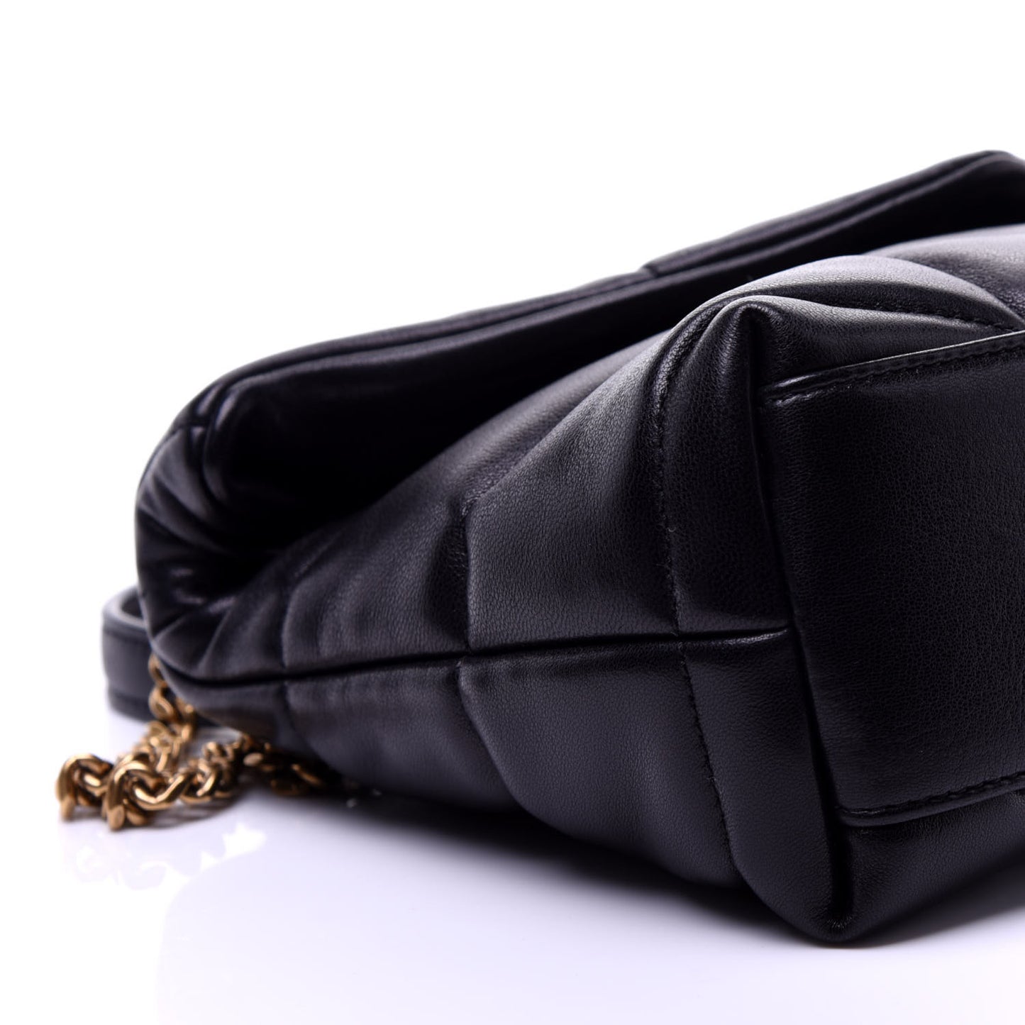 Lambskin Quilted Toy Loulou Puffer Monogram Chain Satchel Black