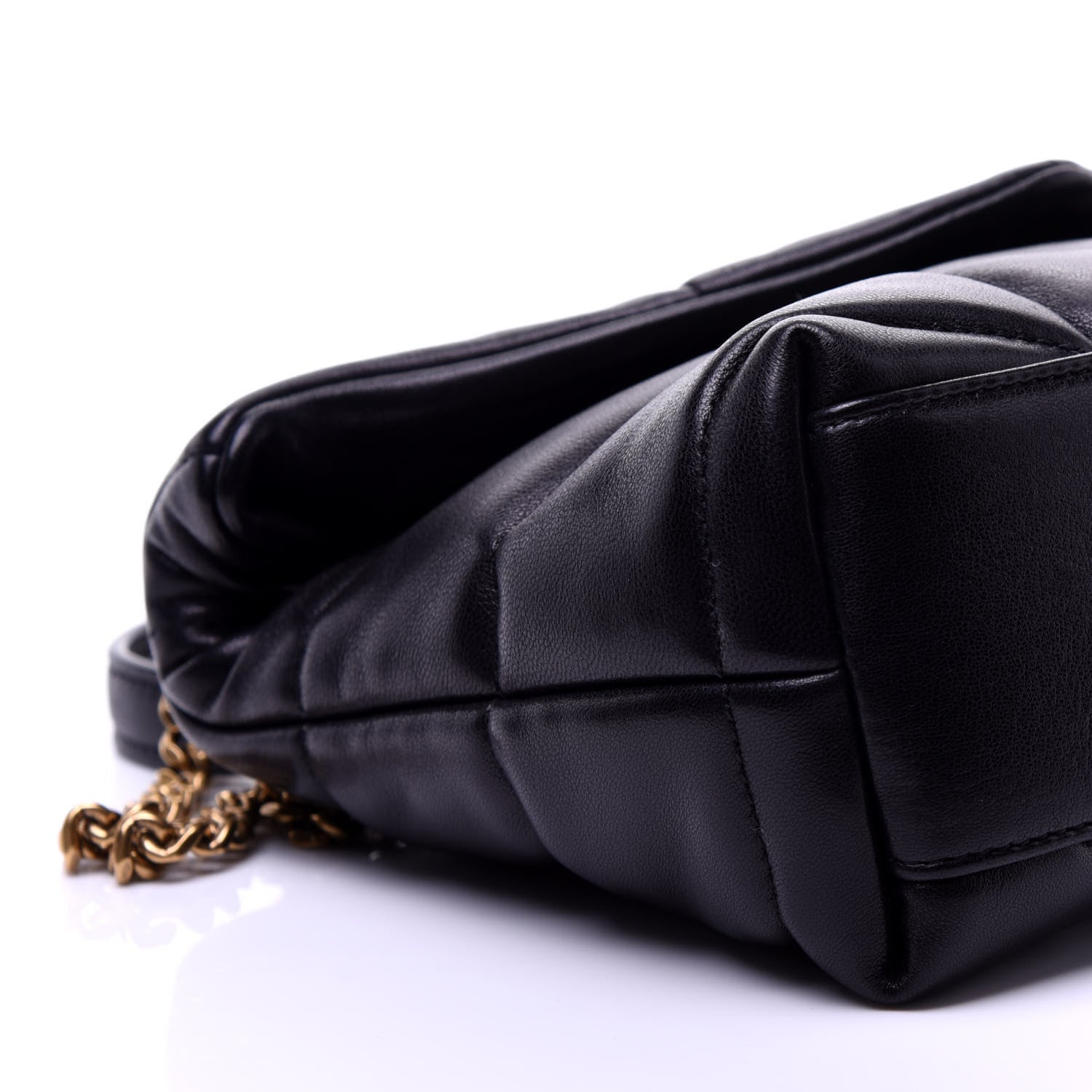 Saint Laurent Lambskin Quilted Toy Loulou Puffer Monogram Chain Satchel Black 10 of 23