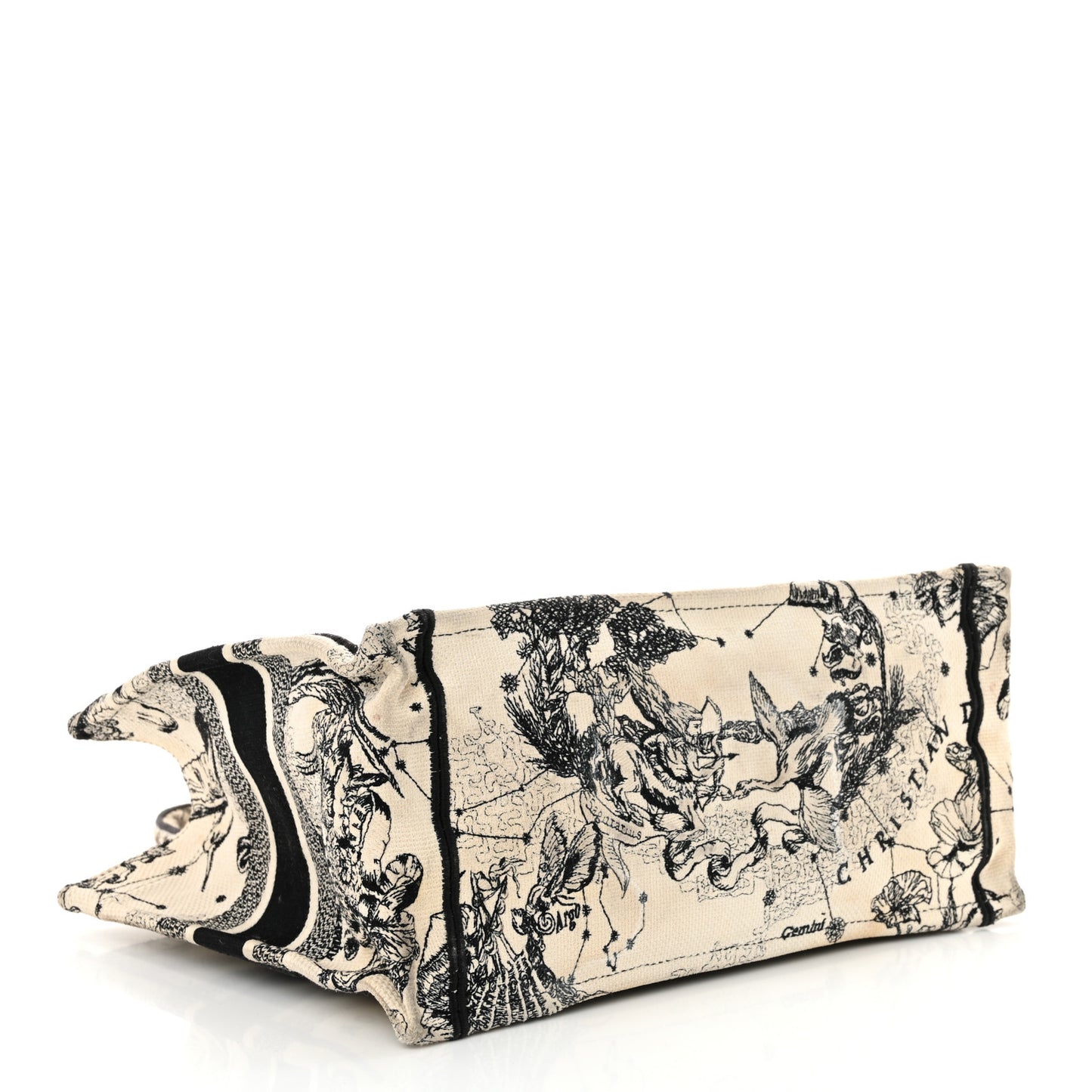Canvas Zodiac Toile De Jouy Embroidered Medium Book Tote Latte