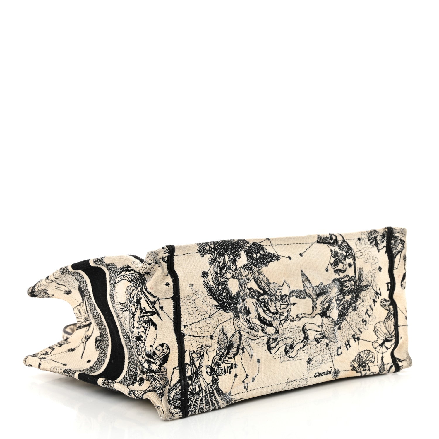 Christian Dior Canvas Zodiac Toile De Jouy Embroidered Medium Book Tote Latte 4 of 22