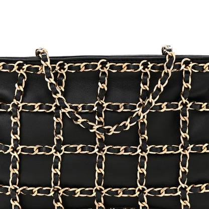 Chanel Lambskin Chain Frame Shoulder Bag Black 8 of 10