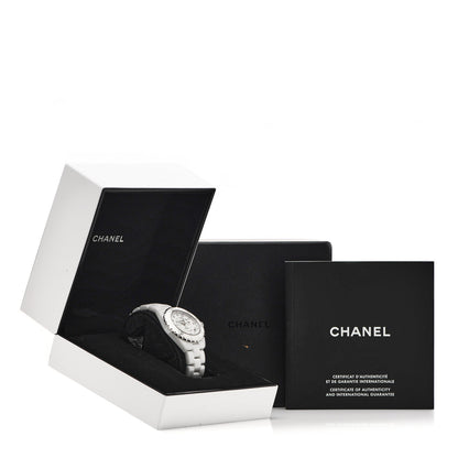 Chanel Stainless Steel Ceramic Diamond 38mm J12 Automatic Watch White 5 of 5