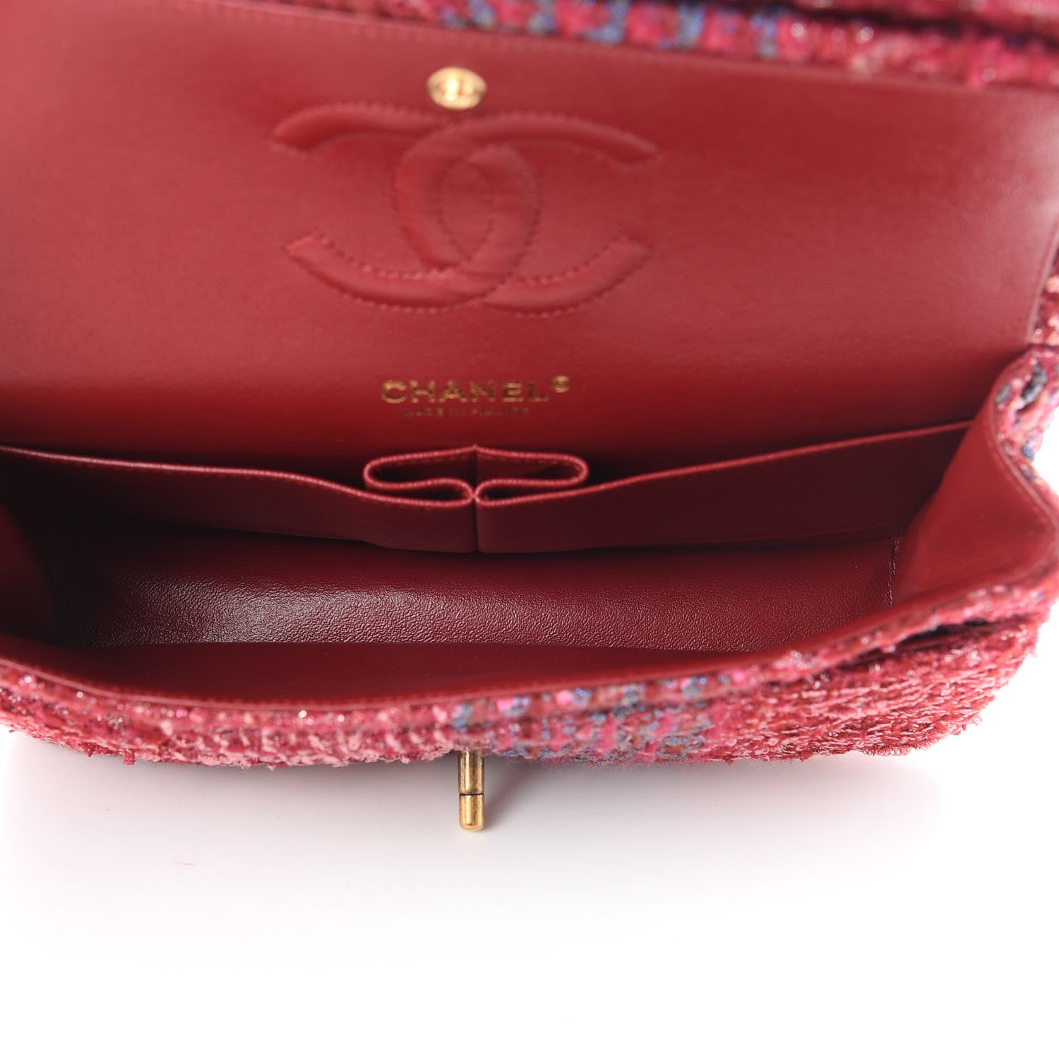 Chanel Tweed Quilted Medium Double Flap Red 6 of 12