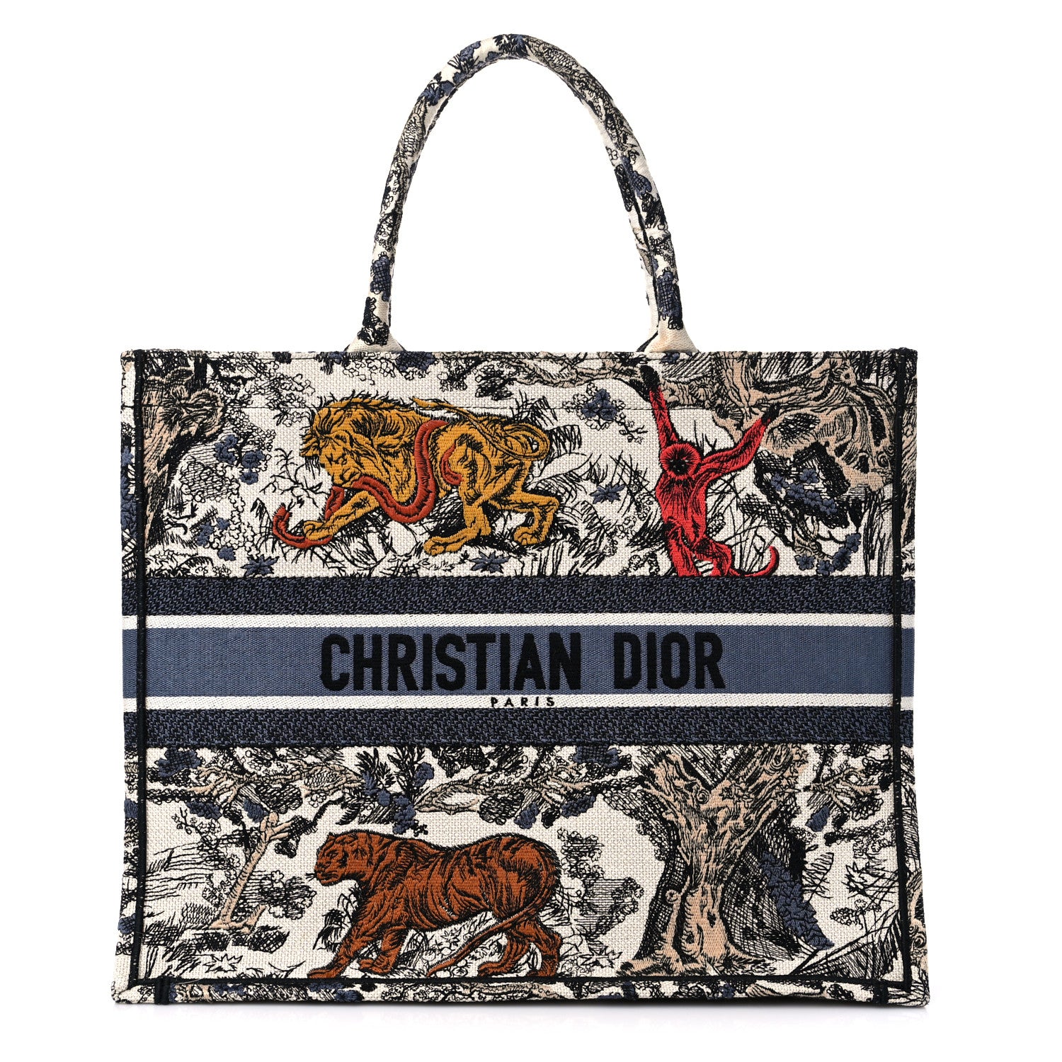 Christian Dior Canvas Embroidered Large Dioriviera Toile De Jouy Book Tote Multicolor 1 of 12