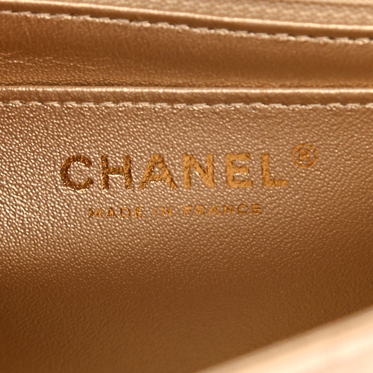 Metallic Lambskin Quilted Mini Square Flap Gold