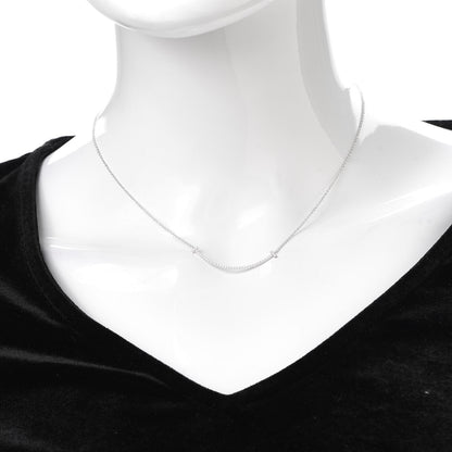Tiffany 18K White Gold Diamond Small T Smile Pendant Necklace 2 of 6