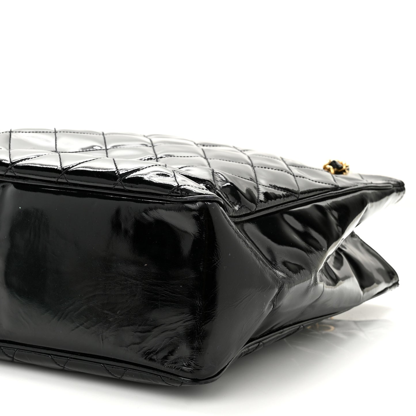 Patent Quilted CC Shoulder Bag Black