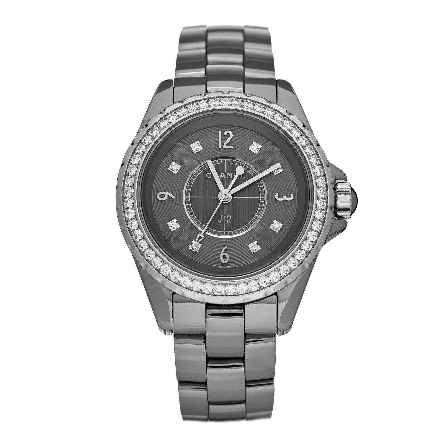 Chanel Titanium Ceramic Diamond Bezel 33mm J12 Quartz Watch 1 of 5