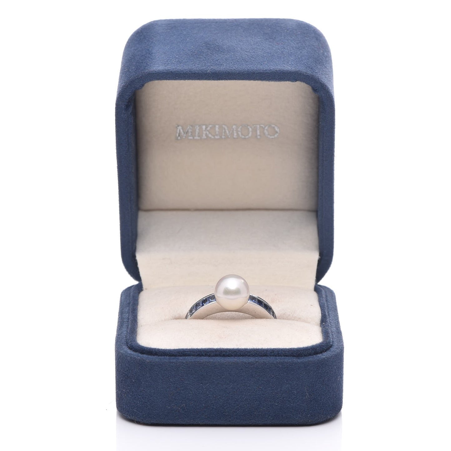 18K White Gold Sapphire Akoya Pearl 8mm Ring 51 5.75