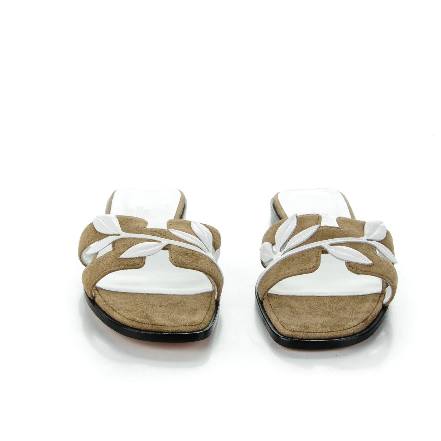 Hermes Suede Goatskin Nappa Calfskin Oran Sandals 39 Ginger White 2 of 8