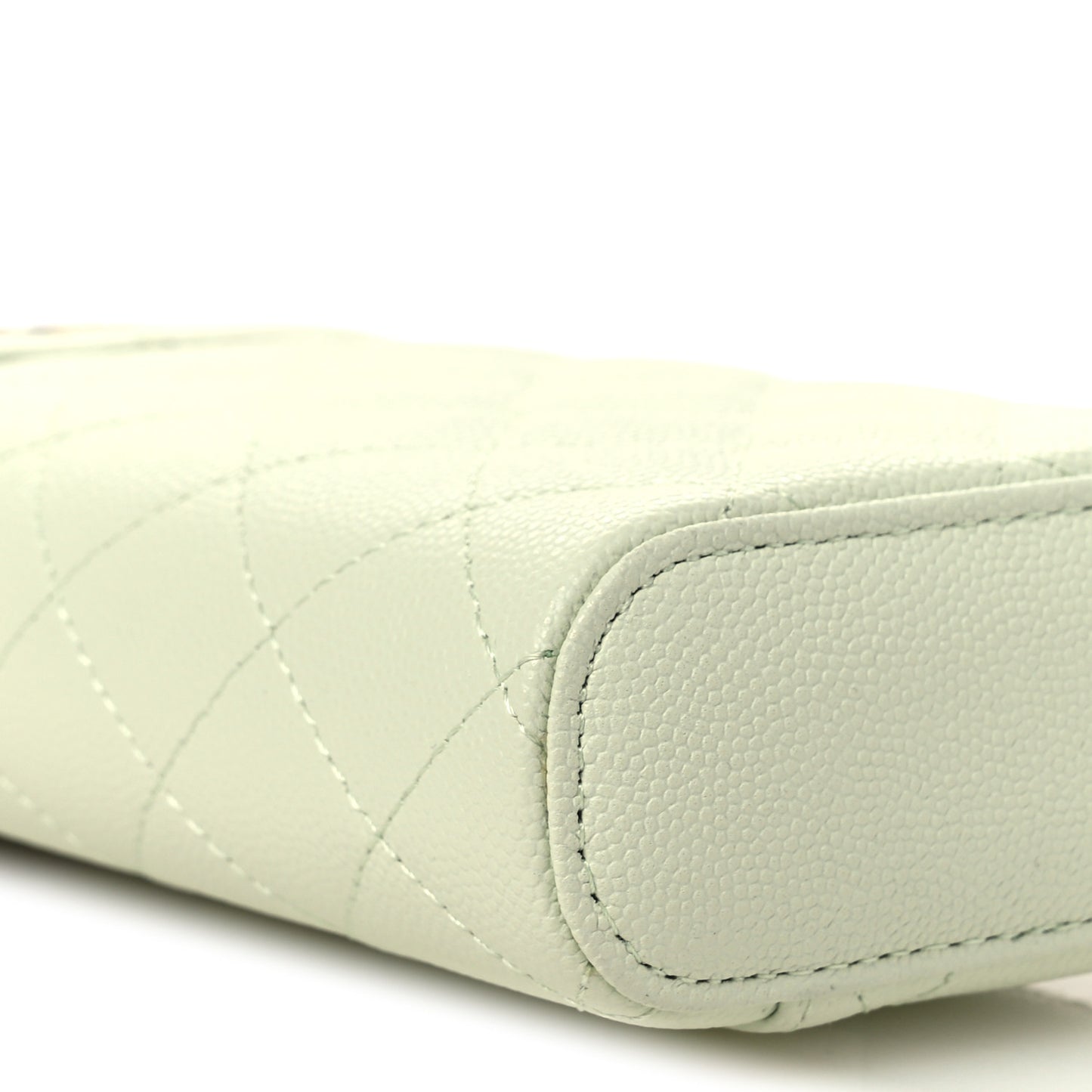 Caviar Quilted Phone Holder With Chain Light Green