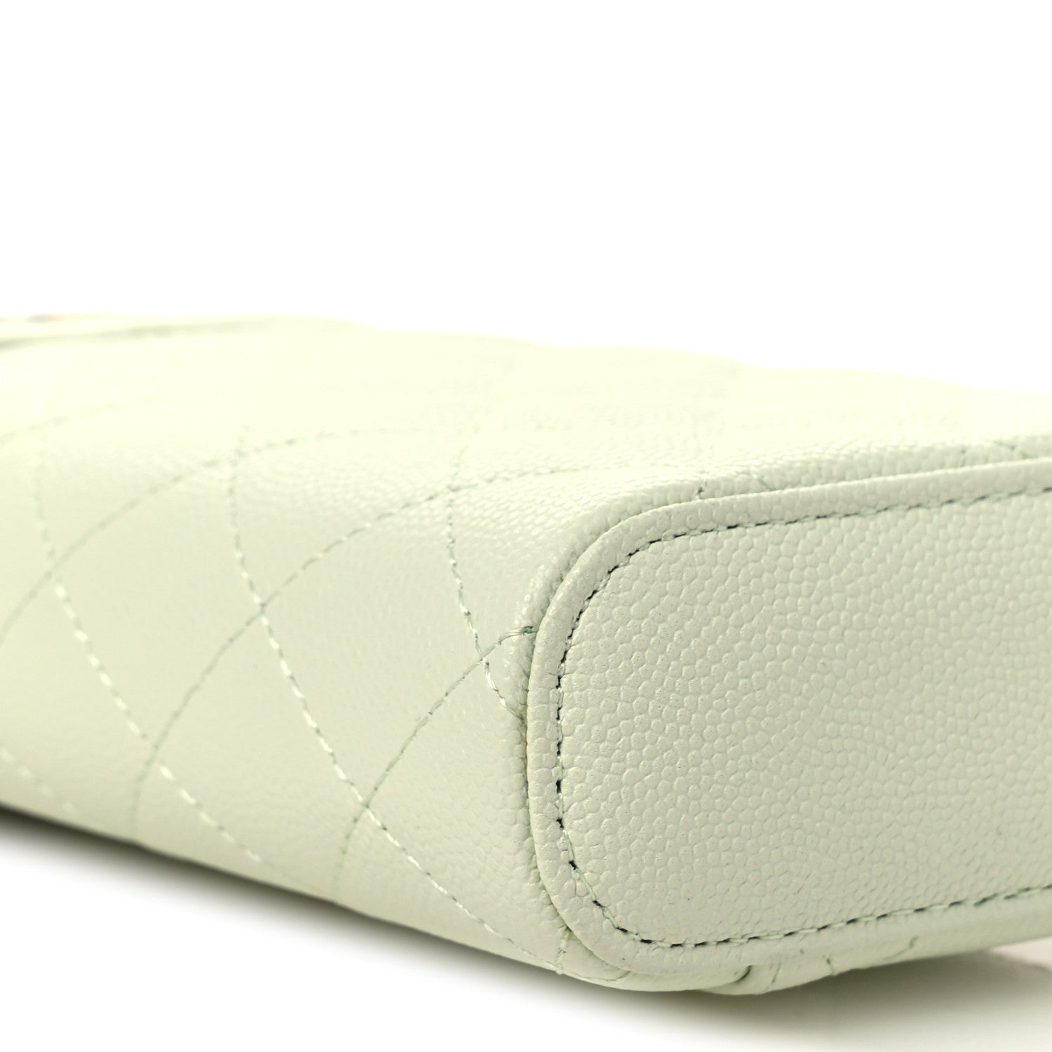 Chanel Caviar Quilted Phone Holder With Chain Light Green 9 of 12
