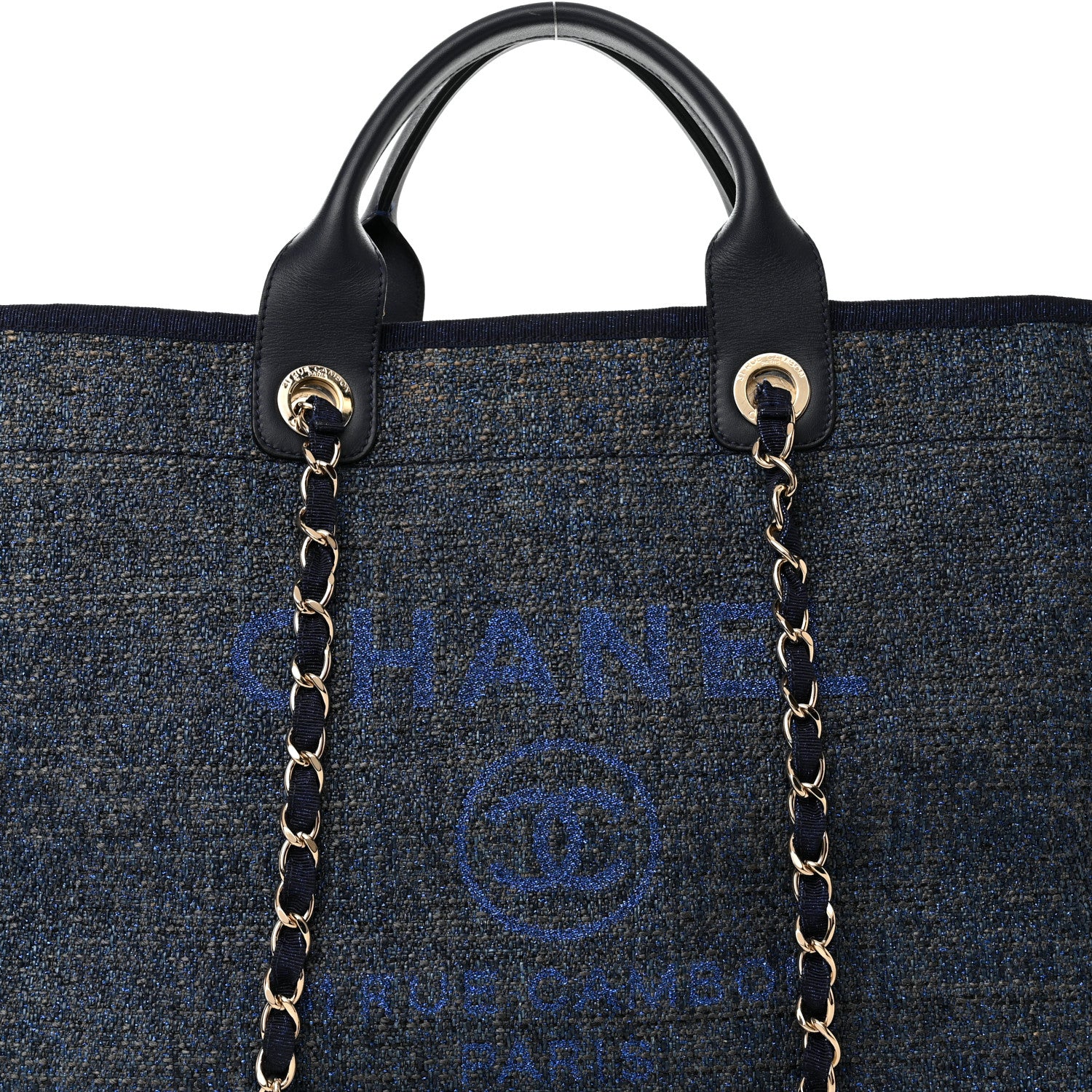 Chanel Denim Large Deauville Tote Navy Dark Blue 8 of 11