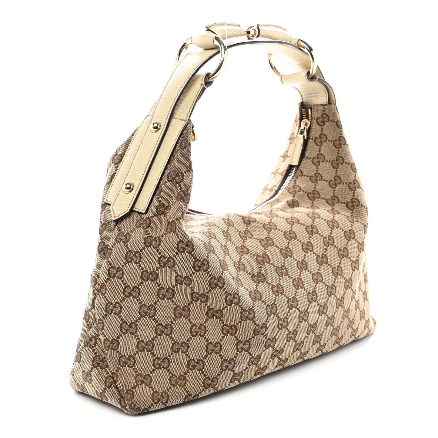 Monogram Medium Horsebit Chain Hobo Off White