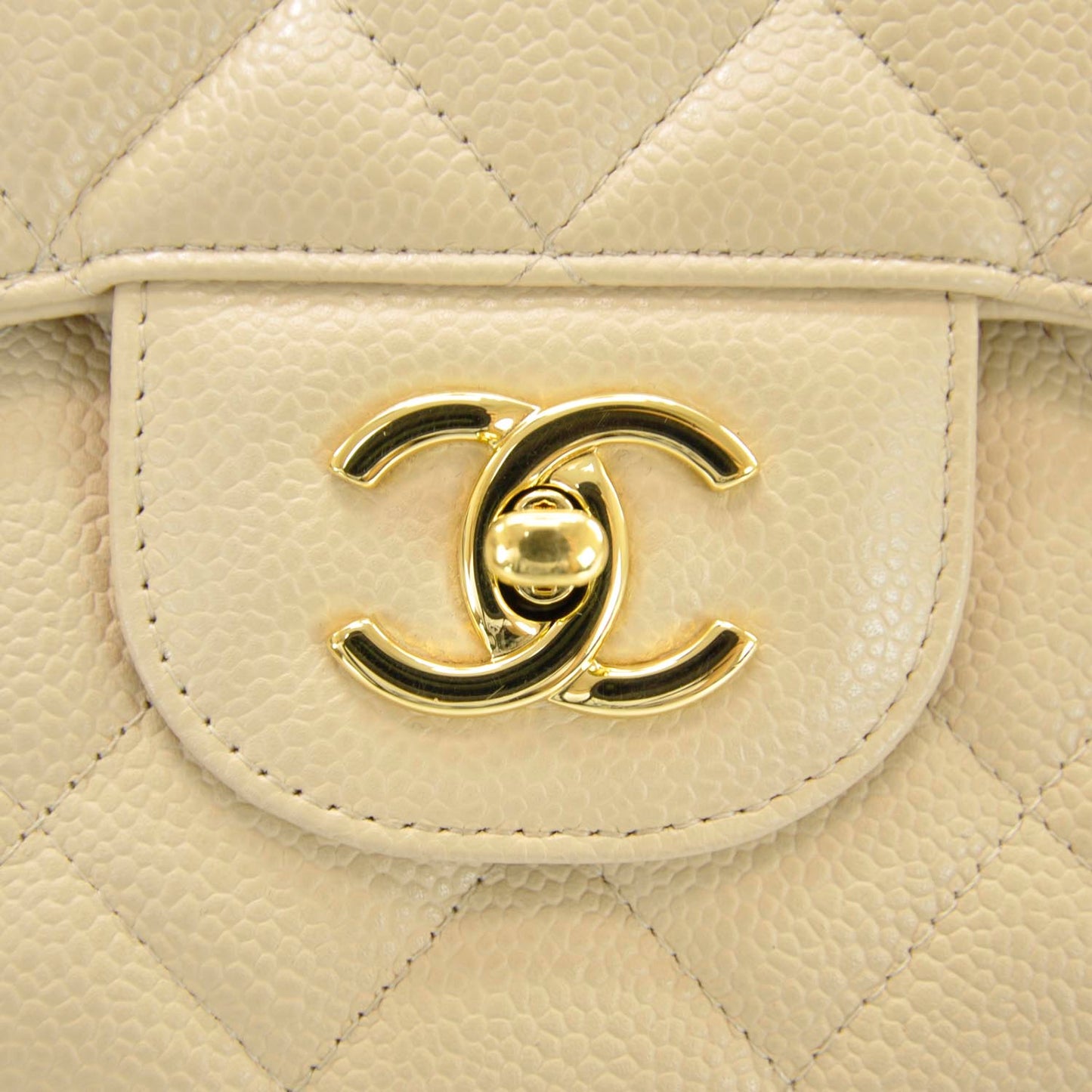 Caviar Jumbo Single Flap Beige