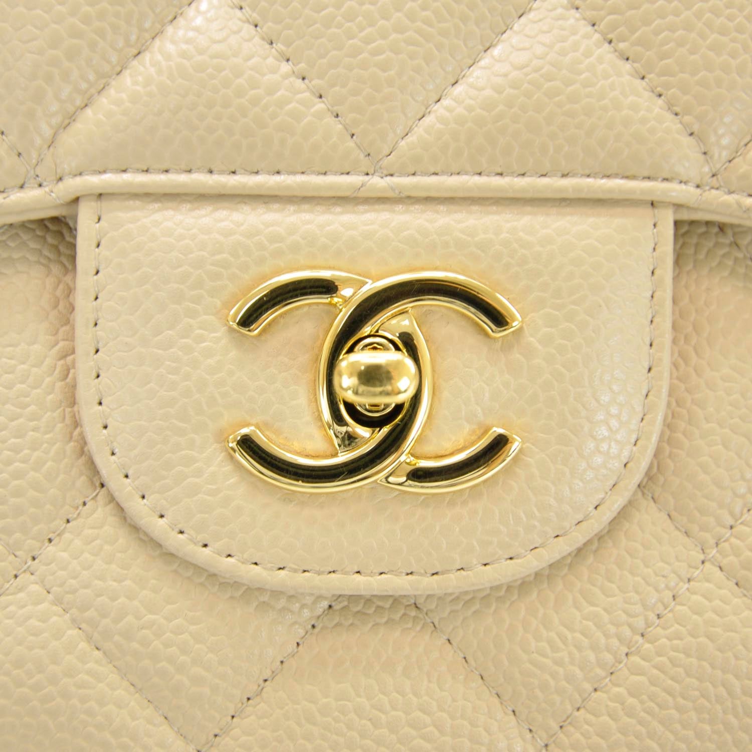 Chanel Caviar Jumbo Single Flap Beige 8 of 12
