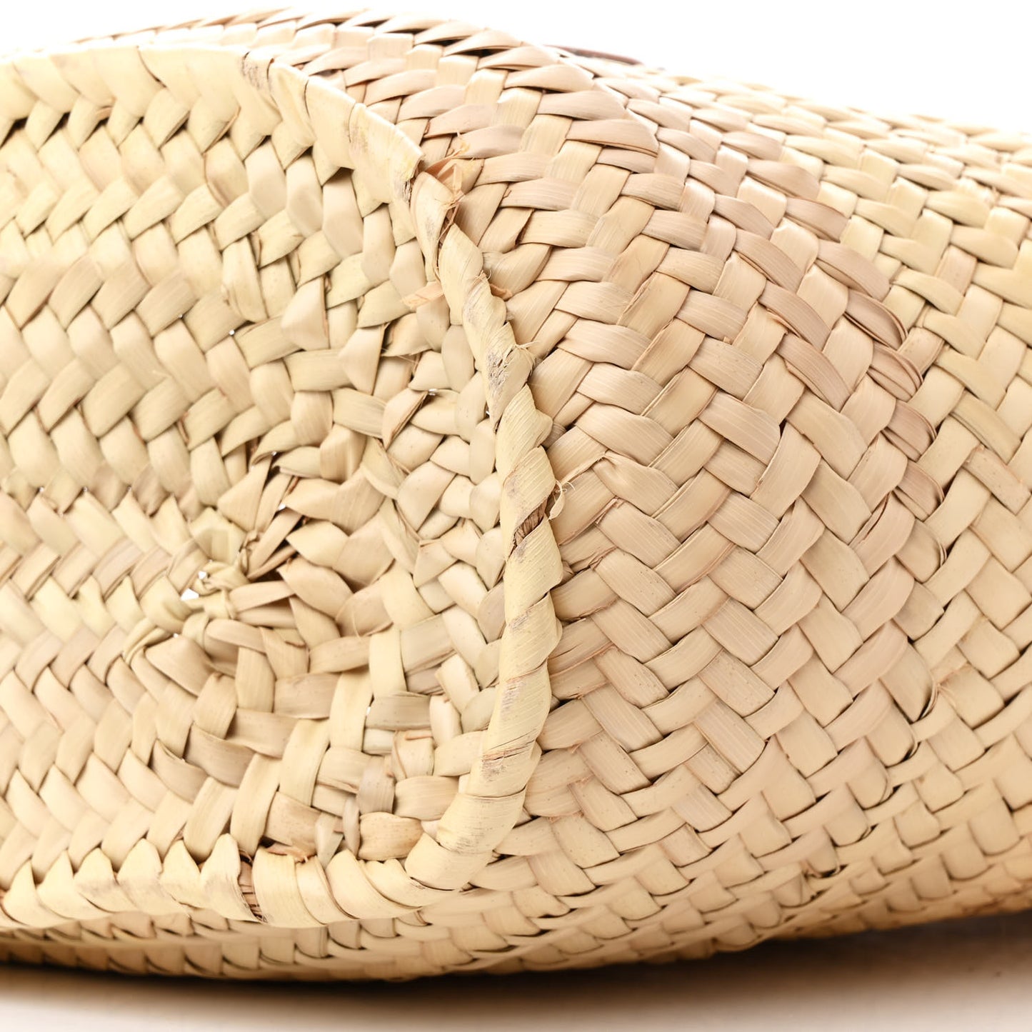 Raffia Calfskin Triomphe Medium Panier Tan