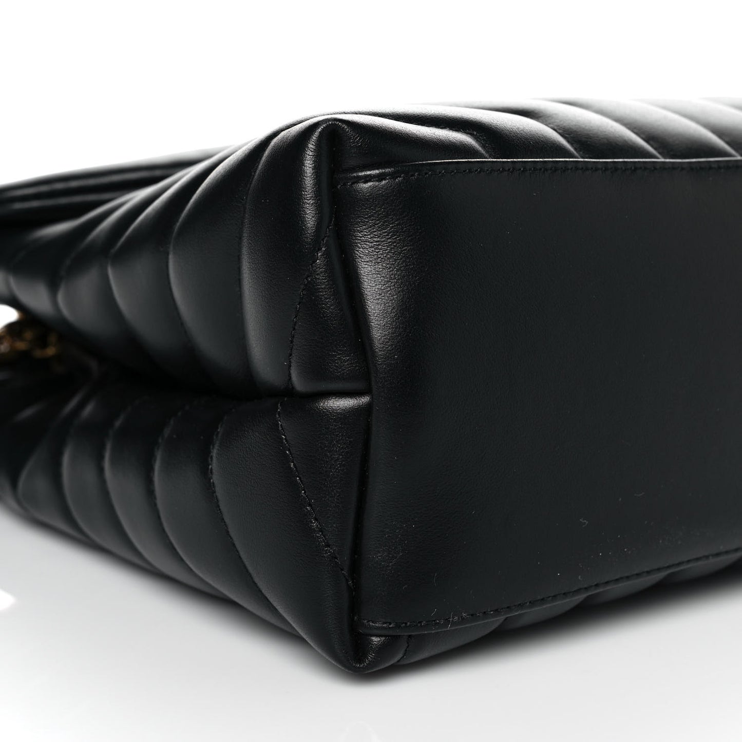 Calfskin Y Quilted Monogram Medium Loulou Chain Satchel Black