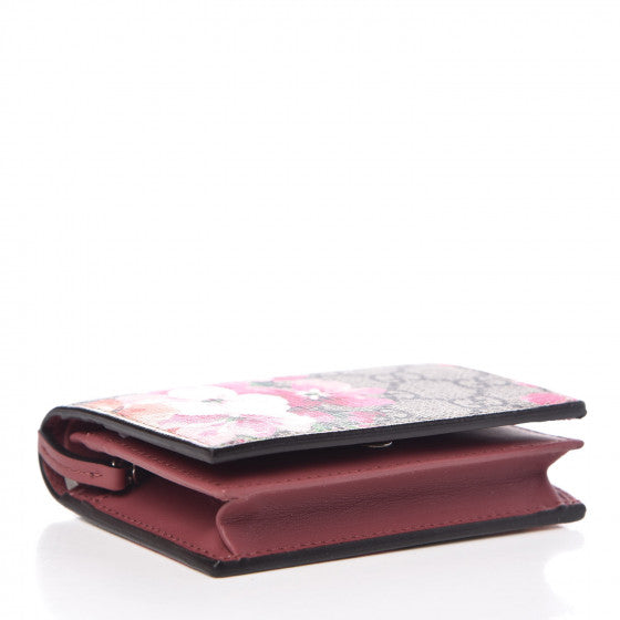 GG Supreme Monogram Blooms Card Case Wallet Beige Multicolor Dry Rose