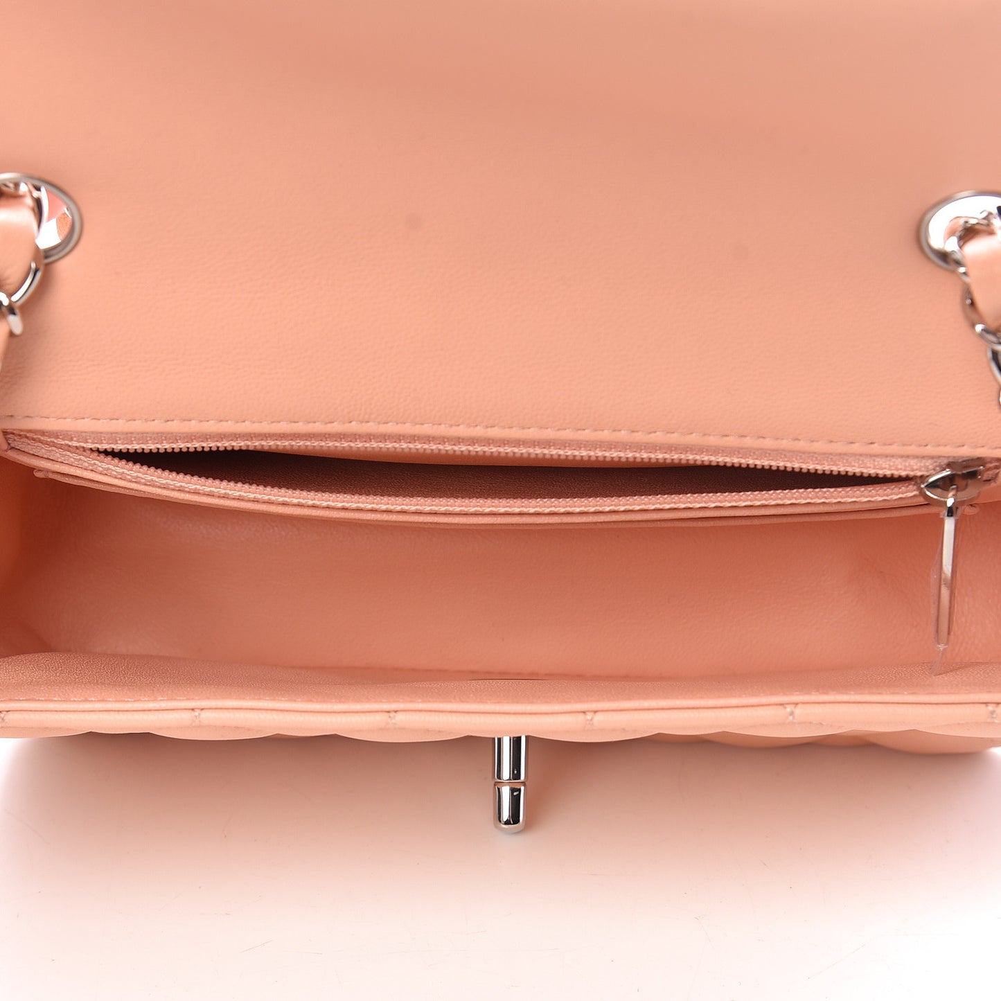 Lambskin Quilted Mini Rectangular Flap Light Pink