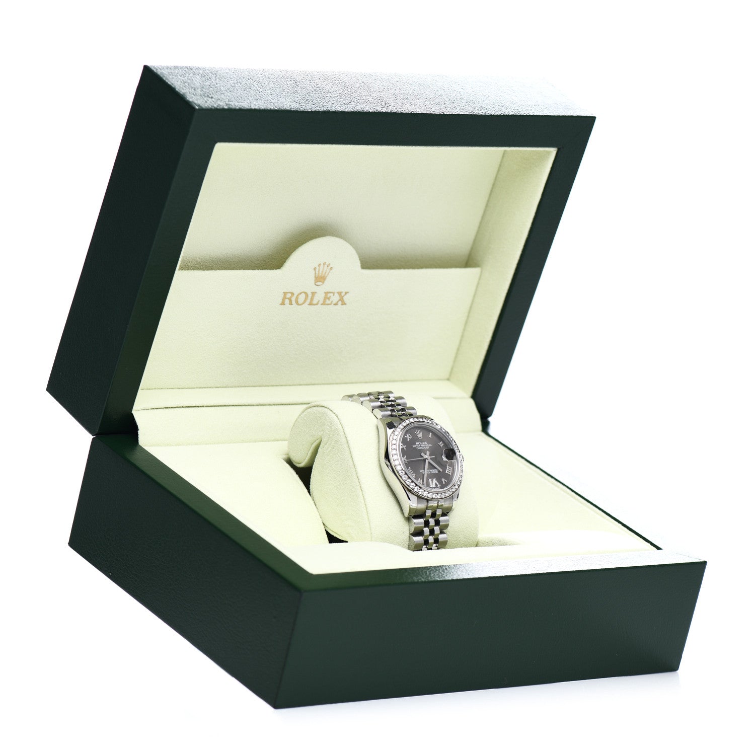 Rolex Stainless Steel 18K White Gold Diamond 31mm Oyster Perpetual Datejust Watch Black Roman 178384 5 of 5