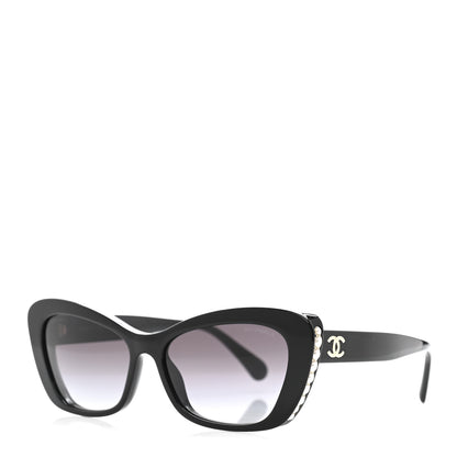 Chanel Acetate Pearl Cat Eye CC Sunglasses 5481-H Black 1 of 8