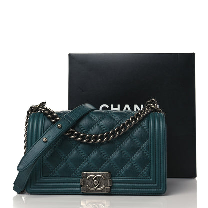 Chanel Calfskin Double Stitch Medium Boy Flap Green 10 of 10