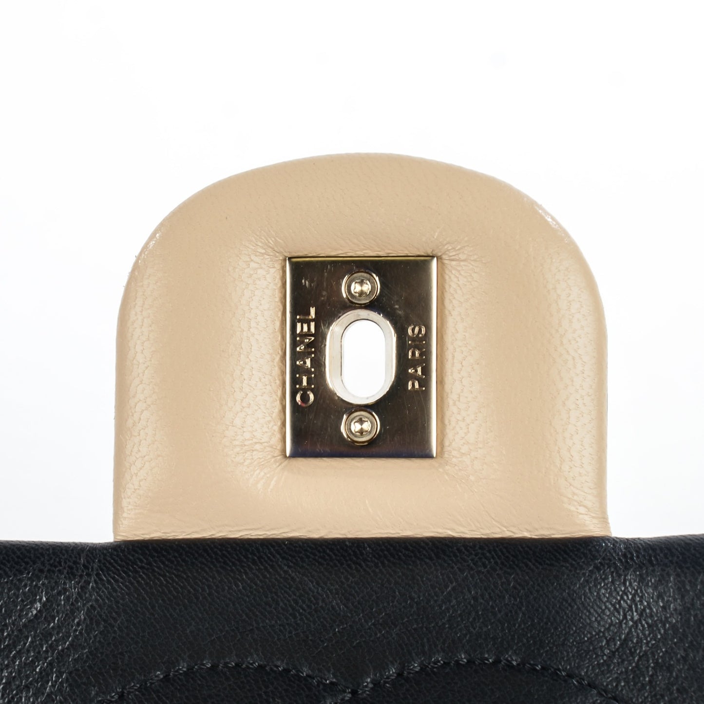 Lambskin Quilted Small Graphic Flap Beige Black