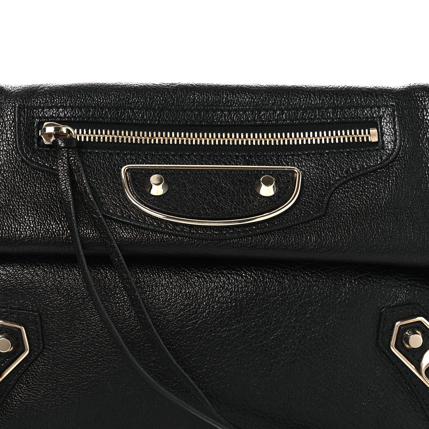 Balenciaga Chevre Gold Metallic Edge Hardware Envelope Clutch Black 9 of 12