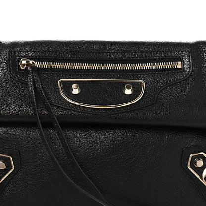 Balenciaga Chevre Gold Metallic Edge Hardware Envelope Clutch Black 9 of 12