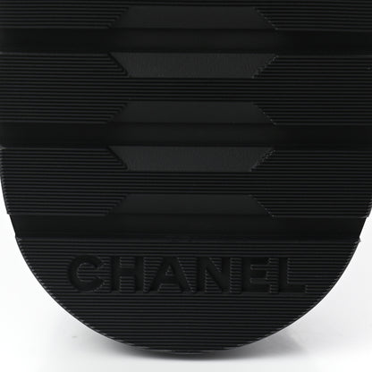 Chanel Shiny Calfskin Quilted Lace Up Combat Boots 37.5 Black 6 of 9